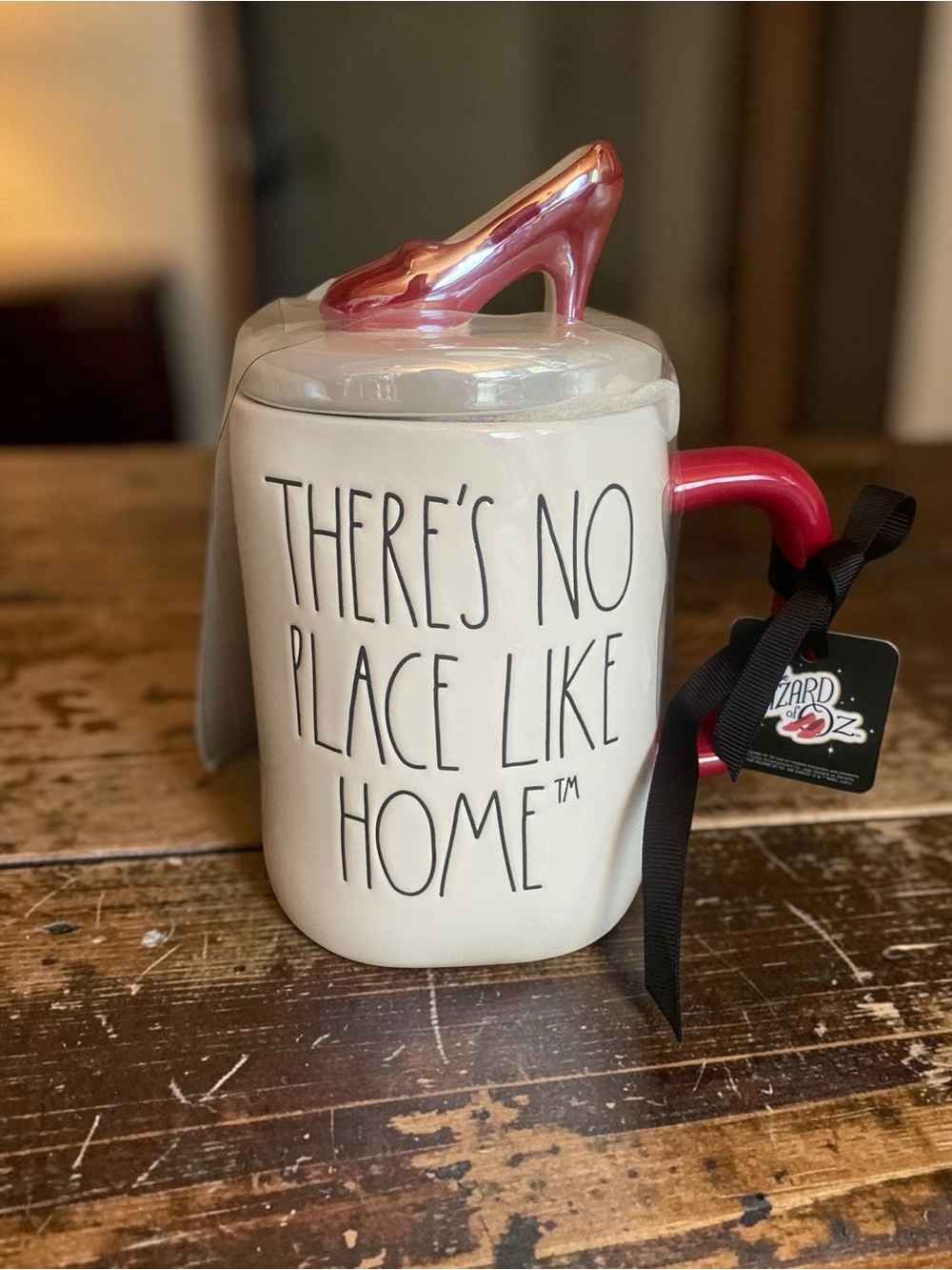 Rae Dunn THERE’S NO PLACE LIKE HOME wizard of oz & Dorothy coffee mug red shoes